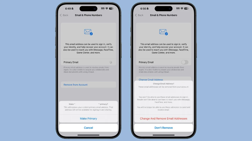 鄂托克前苹果手机维修分享苹果 iOS 18.1 支持设置“主要”邮箱地址并更改 iCloud 邮箱 